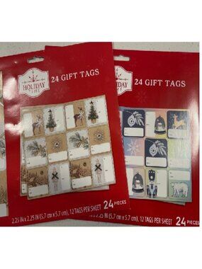 Holiday Time Christmas Gift Tags 24 ct Paper Blue or Gold NEW